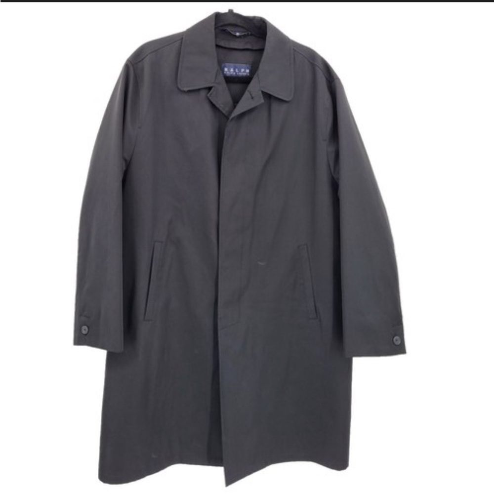 Ralph Lauren Men's Gray Black Single-Breasted Trench Coat